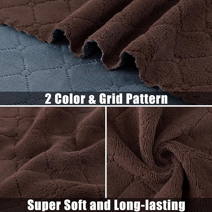 Mordimy 12 Pack Kitchen Towels (20" x 10", Dark Grey & Brown), Super Soft and Absorbent Dish Towels, Coral Velvet Microfiber Cleaning Cloth, Nonstick Oil Fast Dry Dish Cloths