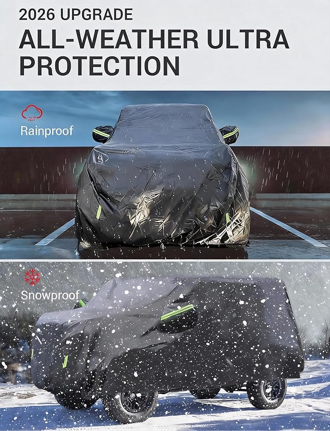Proadsy Car Cover Compatible with Ford Bronco 2 Door 2021-2024 2025 2026 Windproof All Weather Waterproof Sun Rain UV Dust Snow Protection Outdoor Covers