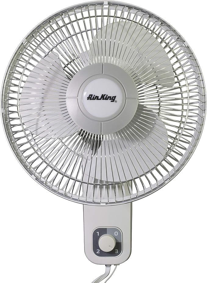 Air King 9012 Commercial Grade Oscillating Wall Mount Fan, 12-Inch , White