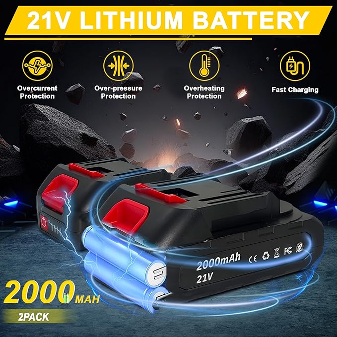 Cordless Car Buffer Polisher kit - 2Pcs 2000mAh 21V Battery, 6 Inch Portable Orbital Buffer Polisher Kit, 8 Variable Speed Car Polisher for Car Detailing/Polishing/Waxing