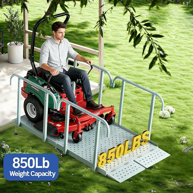 6'L x 36" W Portable Wheelchair Ramp with Handrails, Non-Slip Heavy Duty Handicap Ramp 850lbs Load Capacity, Wheelchair Ramp for Home Steps, Stairs, Doorway