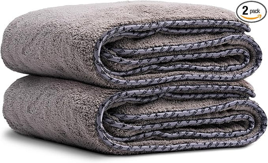 Chemical Guys Woolly Mammoth Large Microfiber Drying Towel - 36 x 25 Inch Gray, Ultra Plush Super Absorbent Car Drying Towel for Cars, Trucks, SUVs, Motorcycles, RVs, and Auto Detailing - 2 Pack