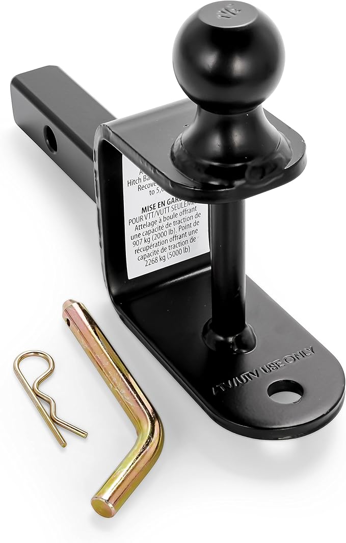 Black Boar ATV/UTV Mount with Hitch Ball and Winch Strap Loop (1 7/8" Ball, 1 1/4" Shank) (66026)