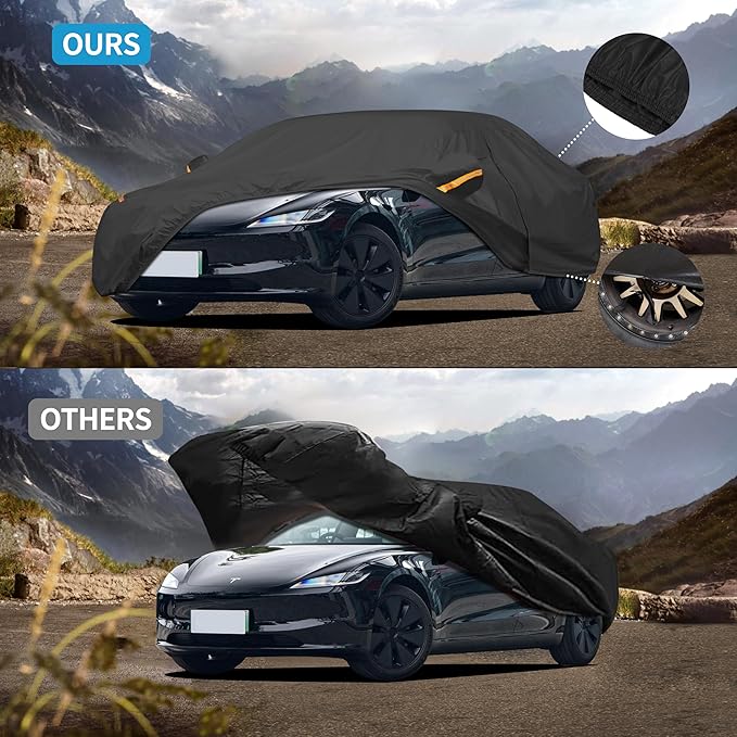Car Cover Waterproof All Weather for Automobiles UV Protection Windproof Scratch Resistant Outdoor Universal Full Car Covers Custom Fit for Tesla Model Y Car Cover 2020-2023