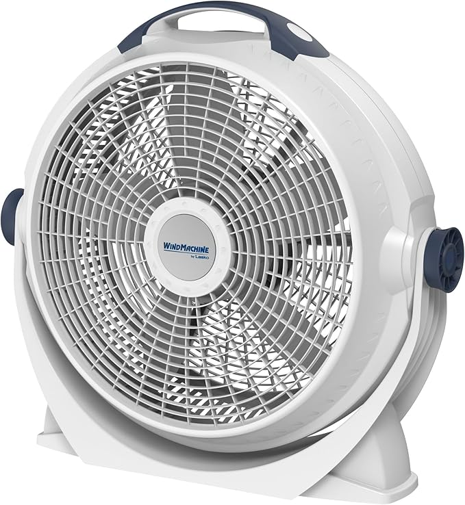 Lasko WINDMACHINE 20" High Velocity Floor Fan with 3 Speeds, 360° Directional Airflow, Portable Air Circulator Fan for Home, Garage & Workshop, Fully Assembled, Gray, 3301