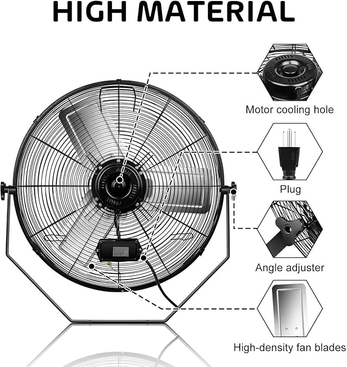 Simple Deluxe 24 Inch Industrial Wall Mount 3 Speed Commercial Ventilation Metal Fan for Warehouse, Workshop, Factory and Basement, Black