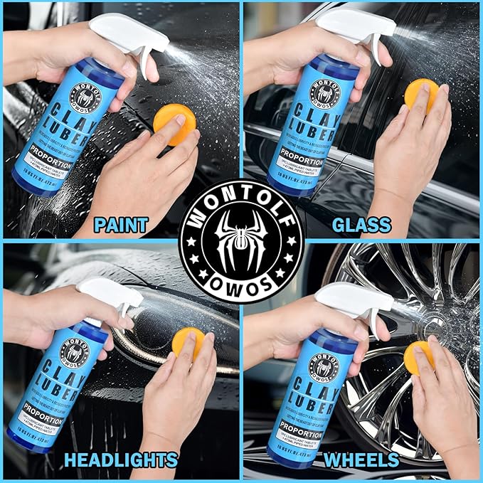 Wontolf Clay Bar Kit, Complete Clay Bars Auto Detailing Clay Luber Lubricant Car Wash Kit, Premium Grade 4 Clay Bars, Lubricant Tablets 10 Pack, Car Detailing Kit for Detailing Cleaning
