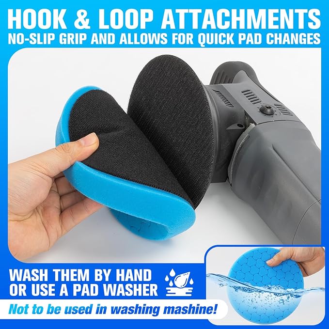 Blue Polish Pad, 3Pcs 5.5 Inch Face for 5 Inch Buffing Polishing Pads and Woolen Pads 125mm Backing Plate Compound Buffing Sponge for Car Buffer Polisher Compounding, Polishing and Waxing