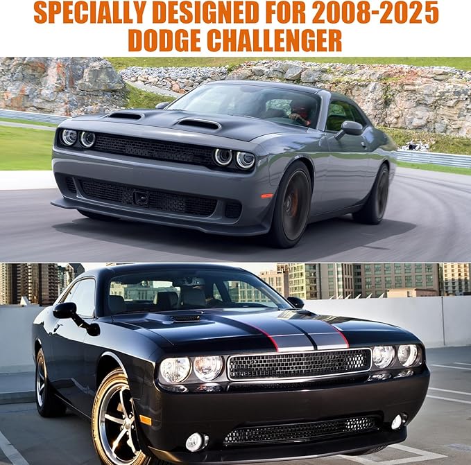 Waterproof Car Covers Replace for 2008-2025 Dodge Challenger, 6 Layers All Weather Custom-fit Car Cover with Zipper Door & Windproof Bands for Snow Rain Dust Hail Protection