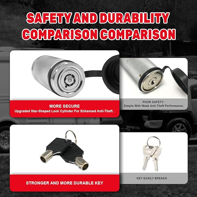 TYT Trailer Hitch Lock for 2" Receiver, Class III/IV, 5/8" Dia x 4" Extra Long Hitch Pin, Anti-Theft Trailer Receiver Lock with 2 Keys & 8 O-Rings (Silver)