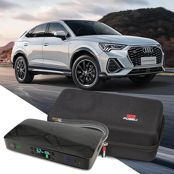 FBLFOBELI Hard Carrying Case for Halo Bolt Ultimate 2.0 & 3.0/for Halo Bolt Air + 55500 1750/for Halo Bolt Air 58830 Portable Vehicle Jump Starter with Air Compressor (Case Only) (Black)