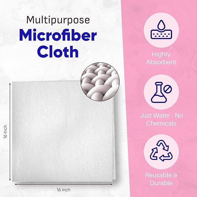Zezo-Fiber Microfiber Cleaning Cloths - Highly Absorbent Premium Towels for Cars, Kitchen, Glass, and Automotive Surfaces Soft Lint-Free Reusable Multipurpose Cleaning Rags,11 Pack