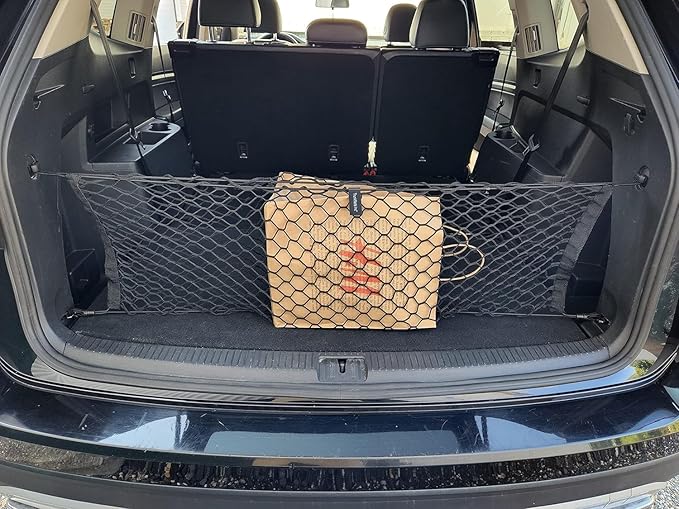 Envelope Style Automotive Elastic Trunk Mesh Cargo Net for Volkswagen Atlas 2017-2024 - Premium Trunk Organizers and Storage - Luggage Net for Crossover - Best Car Organizer for Volkswagen Atlas
