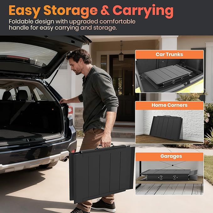 2FT Portable Wheelchair Ramp with Handle, Non-Slip Aluminum Ramps for Wheelchairs for Home, Folding Handicap Wheelchair Ramp for Doorways, Thresholds, Steps, Curbs, Stairs, 800 LBS Capacity