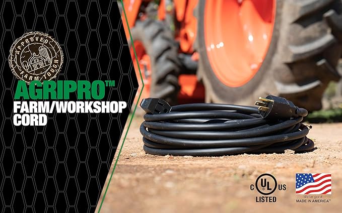 Southwire AgriPro Medium Duty Extension Cord - All-Copper Wire - Extra Durable Molded Plug - Cold Weather Rated - Oil & Chemical Resistant - UL Listed - Farm & Workshop Ready - 50 Foot
