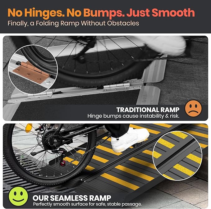 3FT Portable Wheelchair Ramp with Handle, Non-Slip Aluminum Ramps for Wheelchairs for Home, Folding Handicap Wheelchair Ramp for Doorways, Thresholds, Steps, Curbs, Stairs, 800 LBS Capacity