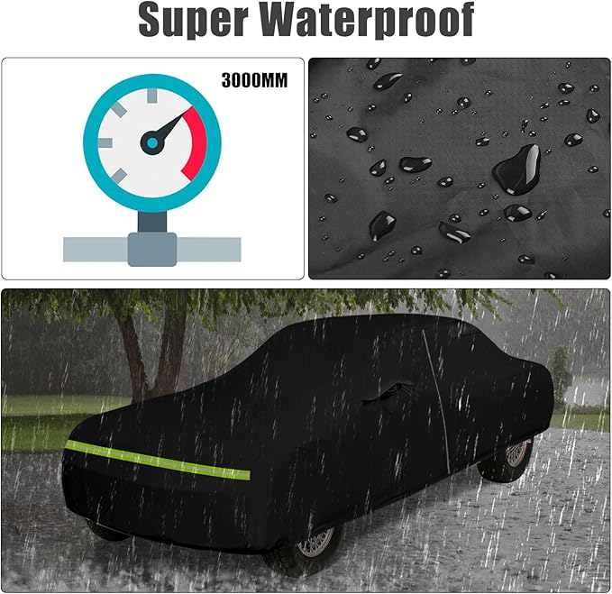 Waterproof Car Cover Compatible with 1968-1972 Plymouth Roadrunner 2 Door Sedan/Hardtop/Convertible Accessories, All Weather Classic Car Covers with Inner Cotton&Zipper Door for Snow Rain Protection