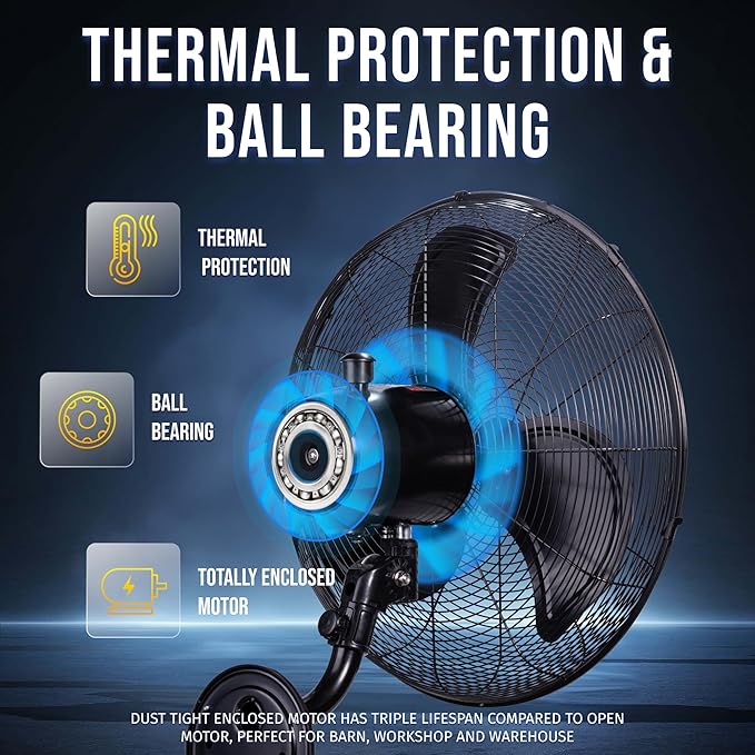 Tornado 20 Inch Pro Series Outdoor Wall Mount Fan, High Velocity, Waterproof, Oscillating, 3-Speed, 5250 CFM, UL Listed – For Industrial, Commercial, and Residential Use