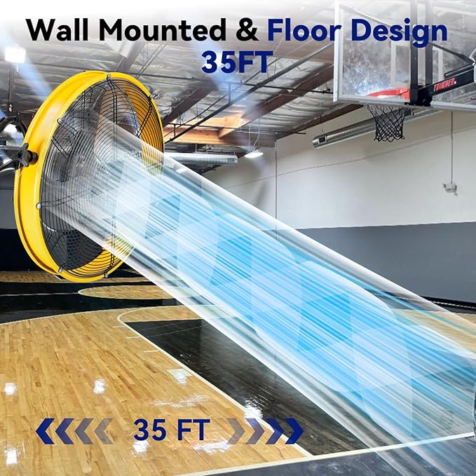 20" High Velocity Metal Floor Drum Fan, 4500 CFM Heavy Duty Industrial Shop Fan, 3 Speed, 360 Degree Tilt, Wall Mounted & Floor Design for Warehouse, Commercial, Barn, Garage - UL Safety Listed