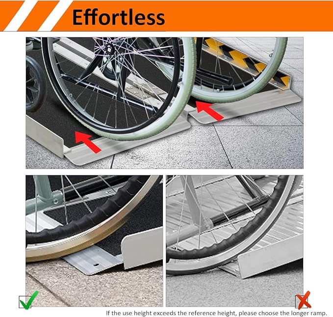 Portable Wheelchair Ramp 8FT, 96" L x 29" W Non-Skid Aluminum Foldable Handicap Ramps for Steps, 800lbs Capacity Threshold Ramps, Lightweight with Handle, for Home,Stairs,Doorways,Curbs (8FT)
