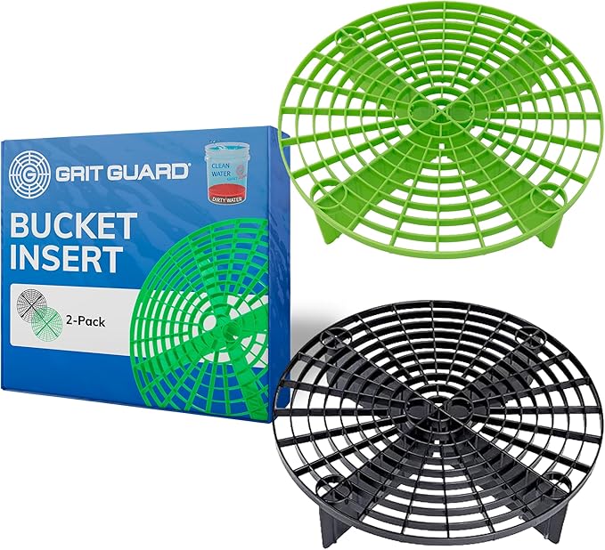 Grit Guard The Original Black/Green Bucket Insert (2 Pack) | 10" Diameter Car Wash Bucket Guard for Car Washing & Detailing | Compatible with 3.5, 4, 5 and 6 Gallon Buckets