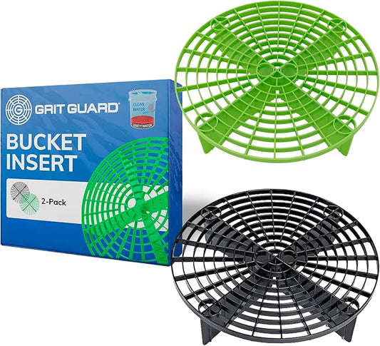 Grit Guard The Original Black/Green Bucket Insert (2 Pack) | 10" Diameter Car Wash Bucket Guard for Car Washing & Detailing | Compatible with 3.5, 4, 5 and 6 Gallon Buckets