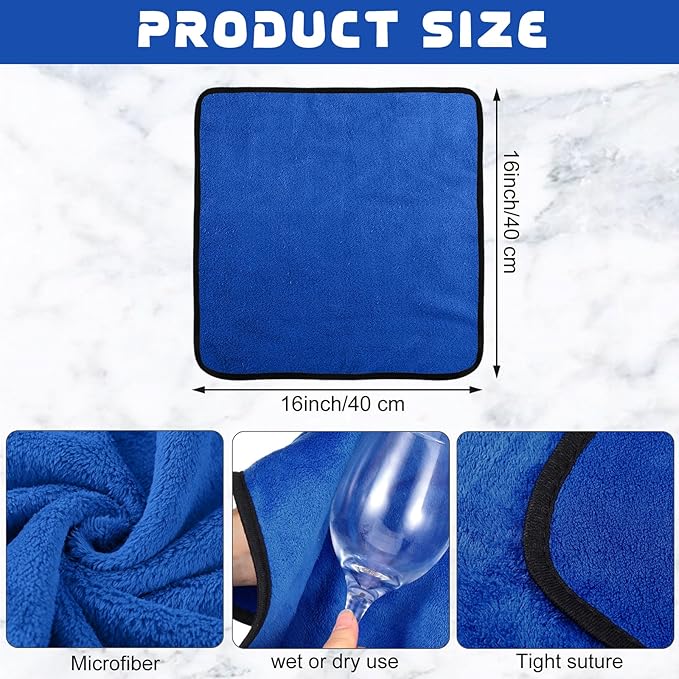 Tallew 40 Pcs Microfiber Towels:16"x16" Microfiber Drying Towels Bulk Micro Fiber Car Cleaning Cloth for Cars Drying Washing Polishing Office Windows Cleaning Household Supplies (Blue)