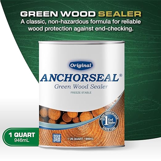 ANCHORSEAL Classic Log & Lumber End Sealer - Water Based Wax Emulsion, Prevents up to 90% of End Checking on Cut Ends of Hardwood & Softwood … (1 Quart)