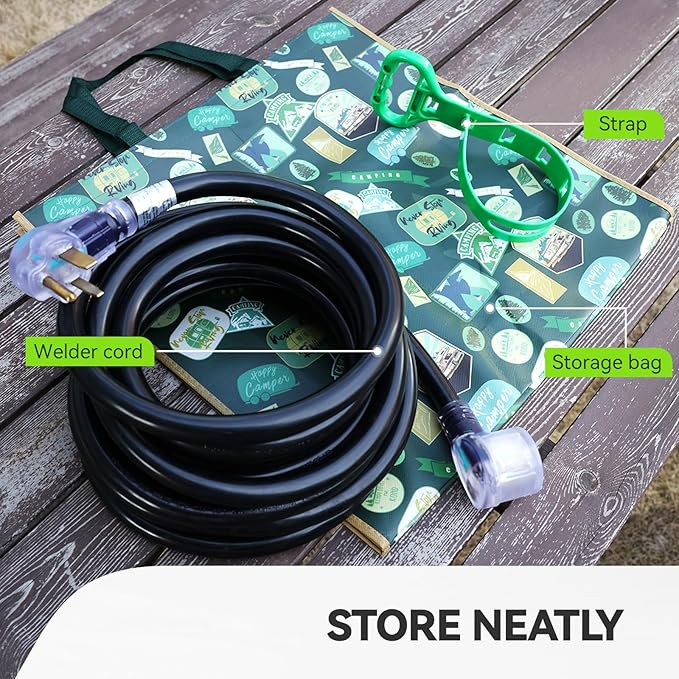 RVGUARD 250V 20 Feet Welder Extension Cord, Heavy Duty 8 AWG NEMA 6-50 STW Welding Cord with Power Indicator End, ETL Listed
