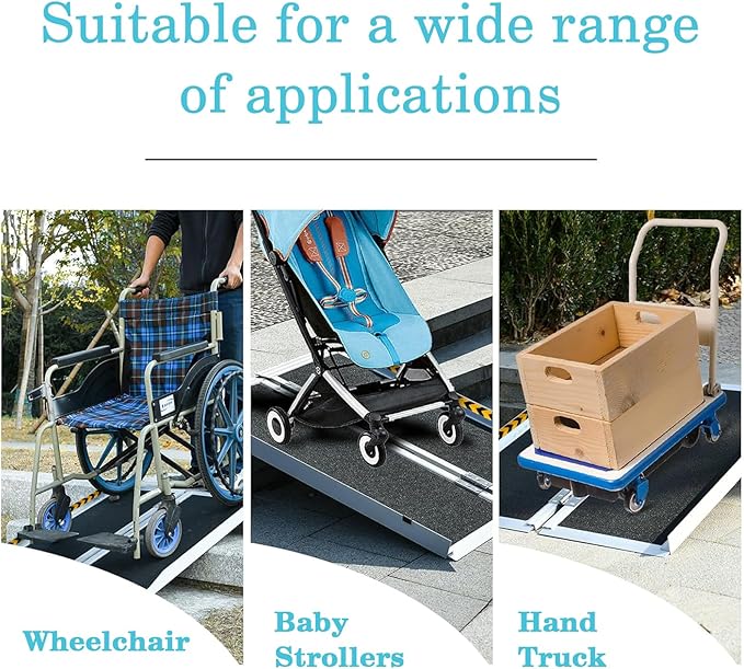 3FT Wheelchair Ramp, Non-Slip Portable Aluminum Ramp for Disabled Single-Fold 800lbs Weight Capacity for Steps Stairs and Thresholds