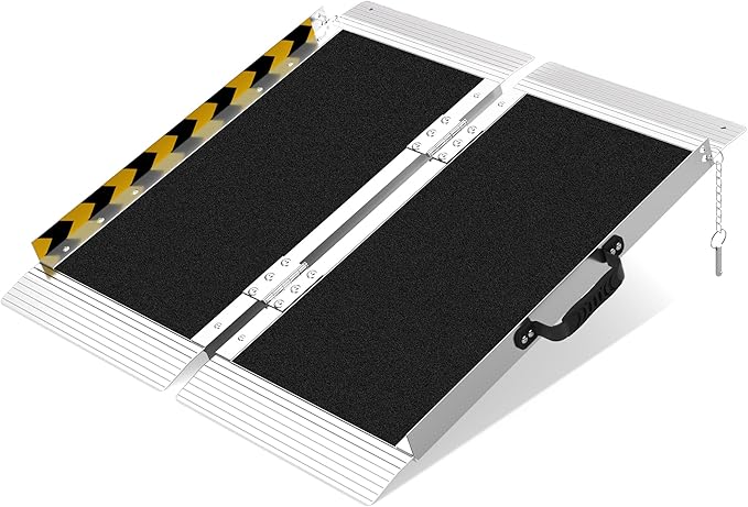 Portable Wheelchair Ramp 2FT, Non-Slip Aluminum Folding Handicap Ramp for Home Steps, 600LBS Capacity Threshold Ramp for Doorways, Stairs, Scooters
