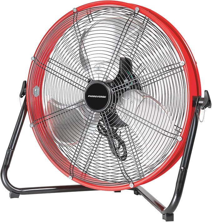 20 In High Velocity Floor Fan Pro, 4500 CFM 3 Speed Industrial Metal Floor Fan with Wall Mount for Commercial, Residential, Warehouse, Covered Patio, Shop, Garage, Barn - UL Safety Listed