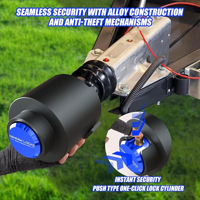 2-5/16" Heavy Duty Trailer Hitch Lock - Ball Coupler&Safety Chains Anti-Theft,Travel RV/Pop-Up Camper/Boat/Truck/Motorcycle/ATV/UTV/Flatbed/Cargo/Dump/Utility Trailer Tongue Lock Secure Design