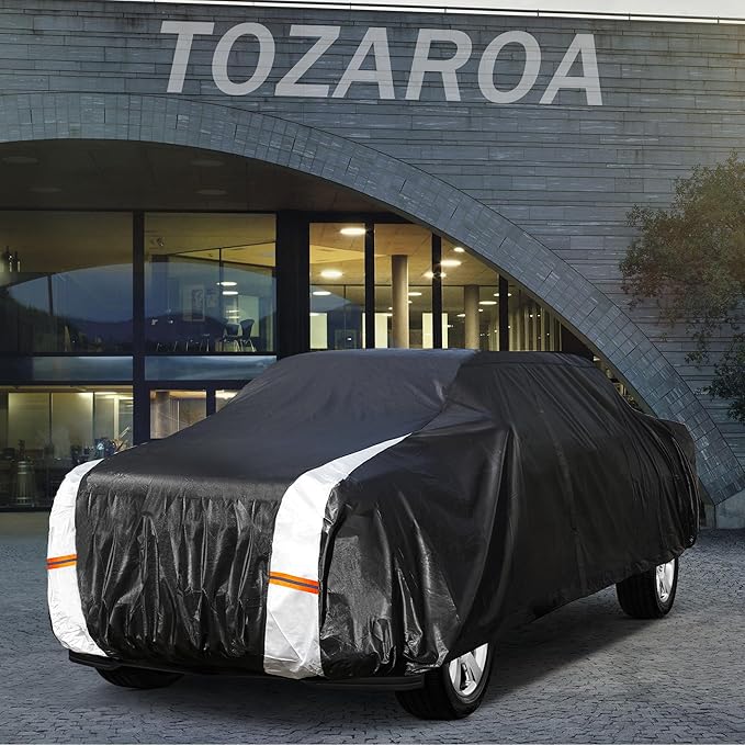 Car Cover Waterproof All Weather, Truck Cover Universal Fit Toyota Tacoma/Tundra, Ford F Series, Chevy Silverado/Colorado, GMC Sierra, Dodge Ram, Nissan Frontier etc, See Chart(Length 229"-242").