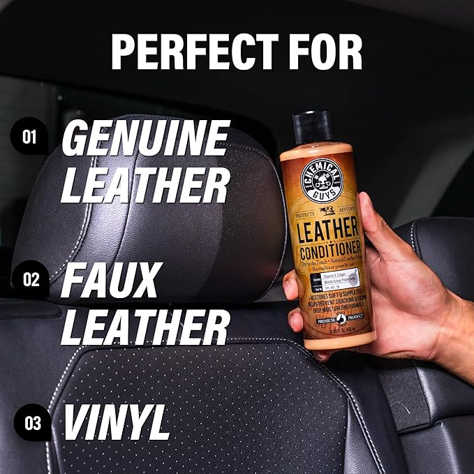 Chemical Guys Leather Cleaner and Conditioner Kit - Car Cleaner and Conditioner, Safely Cleans & Conditions Leather Car Interiors, Furniture, Shoes, Boots, Bags, Apparel & More, 2 Bottles (16 oz Each)