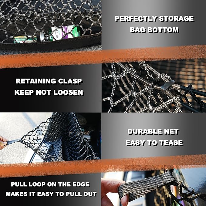 Envelope Style Cargo Net Compatible with Jeep Grand Cherokee New 2026 2025 2024 2023 2022, Grand Cherokee L 2026 2025 2024 2023 2022 (Both 5 and 7 Seats) SUV Trunk Car Rear Tailgate Touring Netting