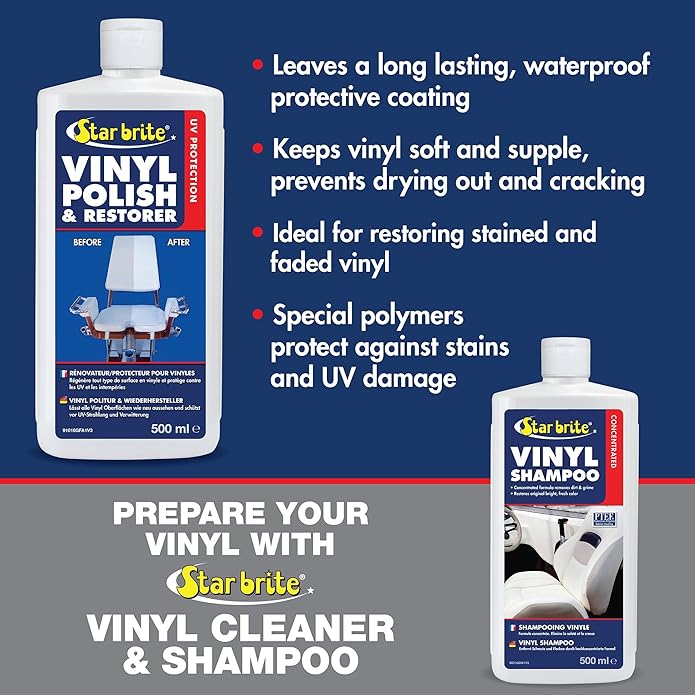STAR BRITE Vinyl Cleaner, Polish & Protectant - Clean, Renew, Brighten & Protect All Vinyl Surfaces - Marine Grade Shampoo, Polish & UV Protection