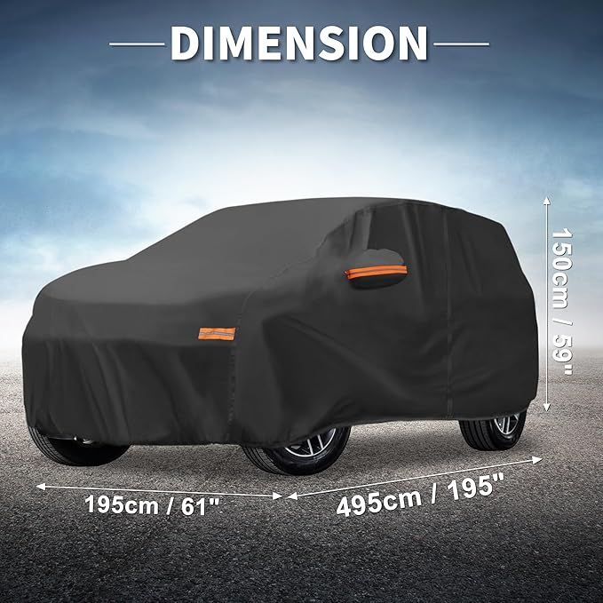 X AUTOHAUX Car Cover for Jeep Grand Cherokee 2002-2025 Aluminum Film Outdoor Waterproof Sun Rain Snow Hail Protection with Driver Door Zipper