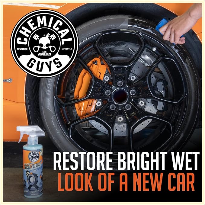 Chemical Guys Tire Kicker Sprayable Extra Glossy Tire Shine Spray, Dry-to-Touch Dressing - Restores Wet Look to Rubber, Vinyl, and Plastic, Safe for Cars, Trucks, Motorcycles, RVs, and More - 128 oz