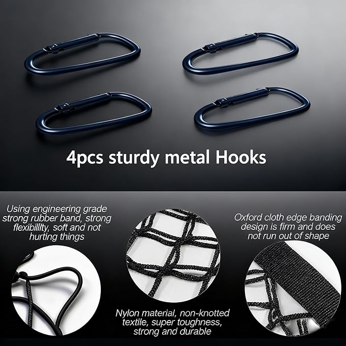 Cargo Net Compatible with 2013 to 2024 2025 2026 Chevy Silverado gmc Sierra, Black, Nylon/Polyester, Hook Fastener