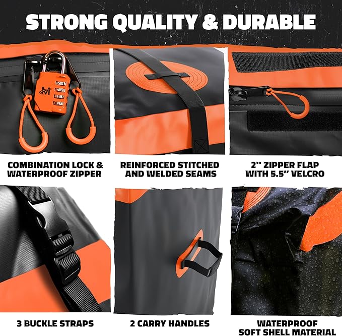 Mockins 30 Cubic Ft. Trailer Hitch Cargo Carrier Bag & 6 Packing Cubes 29"x23"x12" | 60"x24"x36" Waterproof Cargo Bag for Hitch Carrier | Set of Vehicle Soft-Shell Carriers with Buckle Straps & Lock