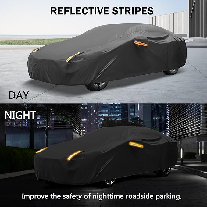 MORNYRAY Compatible with Jeep Wrangler 2 Door, Custom Fit JK JL TJ YJ CJ,Outdoor Waterproof Sun Rain Snow Hail Protection with Driver Door Zipper (Black, Custom Fit Jeep Wrangler 2 Door)