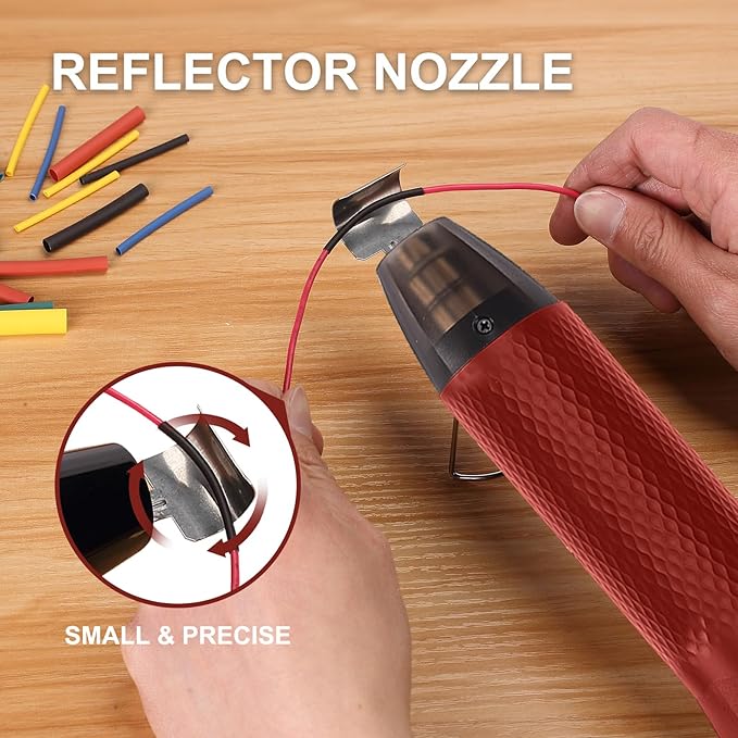 Mini Heat Gun 350W, 2-Temp Settings 392°F & 662°F,Fast Heat Hot Air Gun Tool with 2 Reflector Nozzle and and 6.56Ft Long Cable for Crafting, Vinyl Wrap and Shrink Tubing