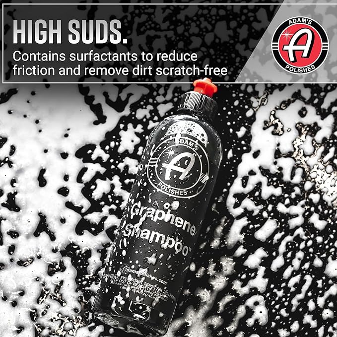 Adam's Polishes Graphene Shampoo 16oz - Ceramic Coating Infused Car Wash Soap - Powerful Cleaner & Protection In One Step - pH Neutral, High Suds For Foam Cannon, Foam Gun, Or Detailing Bucket