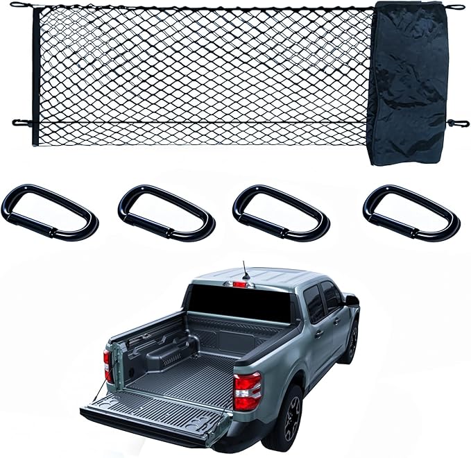 Cargo Net Compatible with 2013 to 2024 2025 2026 Chevy Silverado gmc Sierra, Black, Nylon/Polyester, Hook Fastener