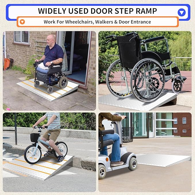 Door Threshold ramp, Door ramp for 2in to 8in Rise, Heavy Duty Front Door ramp for Elderly wheelchairs/Walkers/Scooters(33.5" L*31.7" W, Alloy Iron, 32LBs, Max 800LBs)