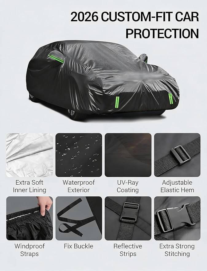 Proadsy Car Cover Custom Fit for Acura MDX 2014-2025 2026, Waterproof All Weather for Automobiles, Full Exterior Cover Rain Snow Sun Protector Indoor Outdoor Car Cover
