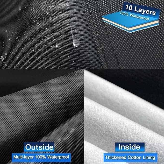 10 Layers Car Cover Custom Fit for Ford Bronco 2 Door/Sport (2021-2025), Waterproof All Weather for Automobiles, Outdoor Full Cover Sun Dust Rain Protection with Cotton. Black