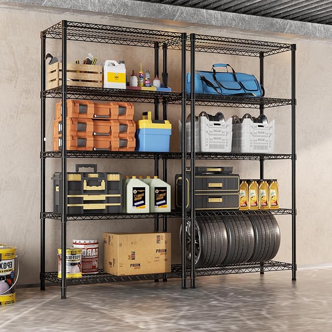 SINGAYE Shelf Closet Wire Shelving：Adjustable Metal Unit for Laundry Room Organization Bathroom Kitchen Home Garage Storage Pantry Rack Shelves