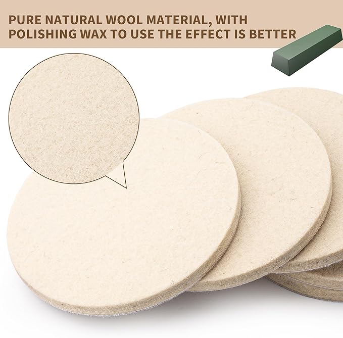 8 PCS 3 Inch Wool Felt Polishing Pad, Buffing Pads Wool Polishing Disc for Orbital Sander (3 Inch Small Size)